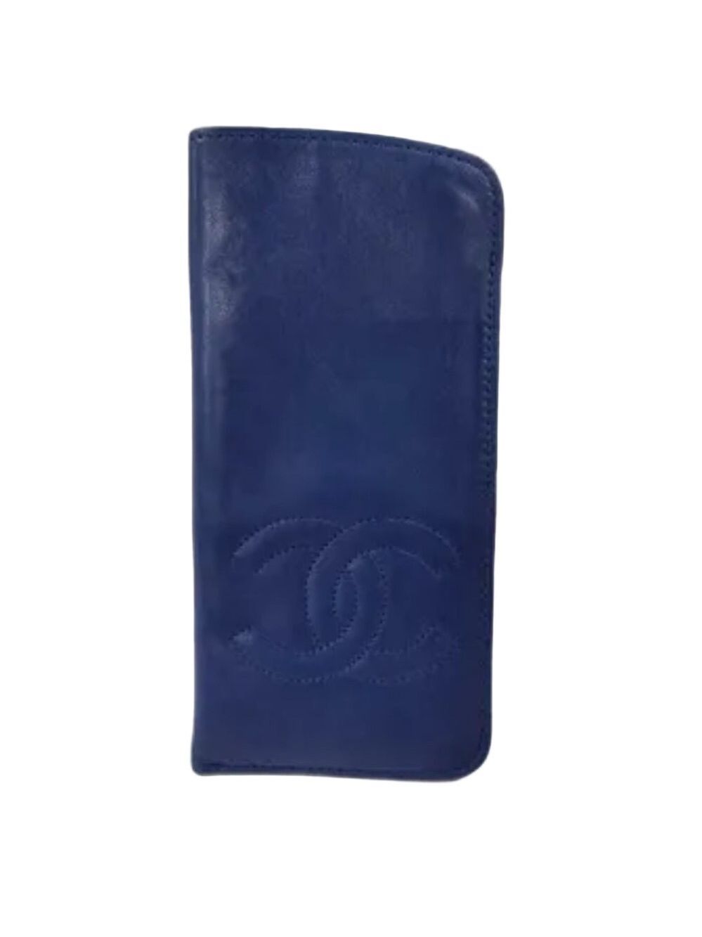 CHANEL coco Royal Blue Leather sunglasses case Vintage